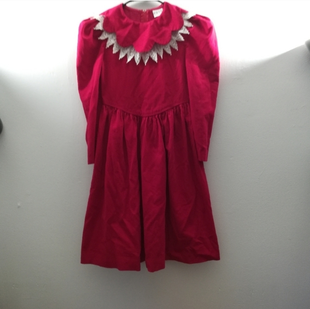 Vintage Ruth Of Carolina Red Long Sleeve Holiday Dress